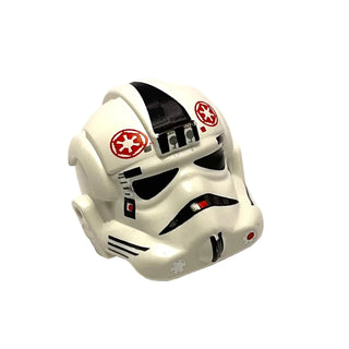 Minifigure, Headgear Helmet SW Stormtrooper Type 2, AT-AT Driver Red Imperial Pattern, Part# 87556pb01 Part LEGO® White Very Good