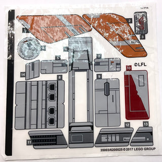 Sticker Sheet for Set Resistance Transport Pod, 75176 - (35003/6200025), Part# 75176stk01 Part LEGO® Complete