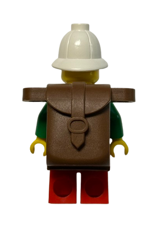 Pippin Reed / Miss Gail Storm - Green Open Shirt, Red Legs, White Pith Helmet, Brown Backpack, adv044 - LEGO® Adventurers Minifigure