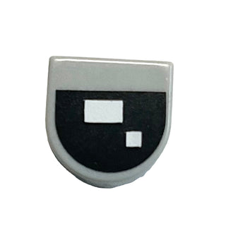 Tile, Round 1 x 1 Half Circle Extended with Black Arch, White Rectangle and Square Pattern (BrickHeadz Frankenstein Eye), Part# 24246pb007 Part LEGO® Light Bluish Gray