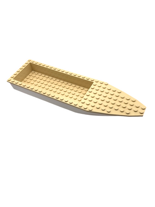 Boat, Hull Unitary 28 x 8 with Tan Top (92710 / 92711), Part# 92710c04 Part LEGO® White Very Good