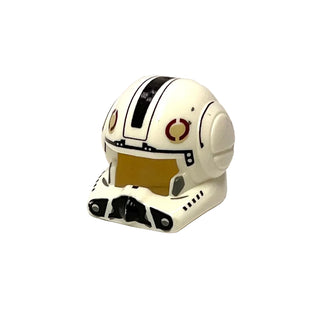 Minifigure, Headgear Helmet SW Clone Pilot with Open Visor with Black and Tan Markings Pattern, Part# 87557pb03 Part LEGO® White Very Good