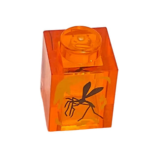 Brick 1x1 with Mosquito in Amber Pattern, Part# 3005pb041