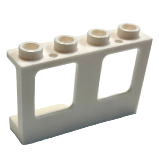 Window 1 x 4 x 2 Plane, Single Top Hole and Single Bottom Hole for Glass, Part# 61345 Part LEGO® White
