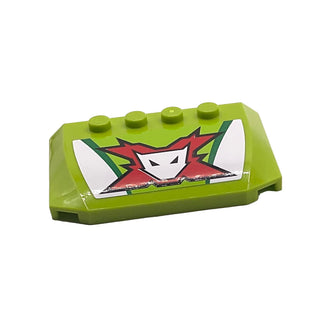 Wedge 4 x 6 x 2/3 Triple Curved with World Racers Team Extreme Logo Pattern (Sticker), Part# 52031pb103 Part LEGO® Lime Very Good