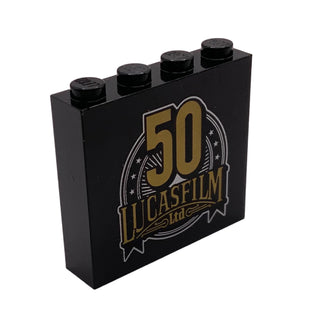 Brick 1 x 4 x 3 with Number 50 and 'LUCASFILM Ltd' Pattern, Part# 49311pb014 Part LEGO® Black Very Good
