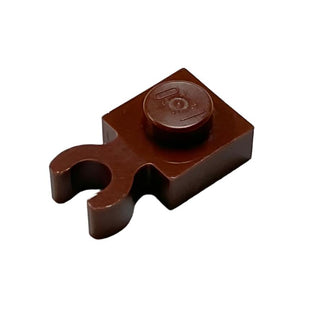 Plate, Modified 1x1 with Open O Clip Thick (Vertical Clip), Part# 4085d Part LEGO® Reddish Brown  