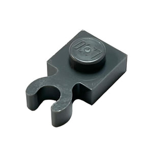 Plate, Modified 1x1 with Open O Clip Thick (Vertical Clip), Part# 4085d Part LEGO® Dark Bluish Gray  