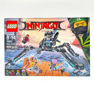 LEGO Ninjago Movie Water Strider set 70611 with building elements, minifigures, and water vehicle model.