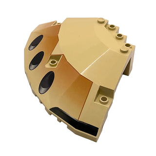 Panel 10 x 10 x 2 1/3 Quarter Saucer Top with SW AAT Black Ovals Pattern Model Right Side, Part# 30117pb02R Part LEGO® Tan Very Good