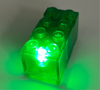 Light-Up 2x4 Brick, Battery Operated, CB2x4 & LB2x4 Custom Parts United Brick Co® Green
