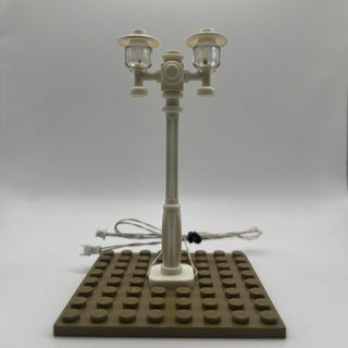 Lighting Kit, Double Lamp Post, Double Connector (White Pole, White Light) ACCDHLA-W/W Light up kit United Brick Co®