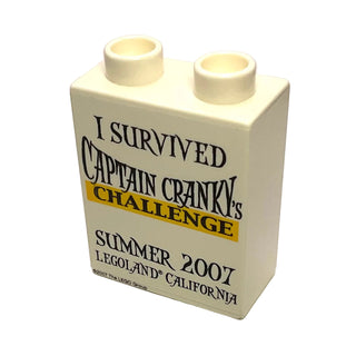 Duplo, Brick 1 x 2 x 2 with 'I Survived Captain Cranky's Challenge Summer 2007' (LEGOLAND® California) Pattern, Part# 4066pb298