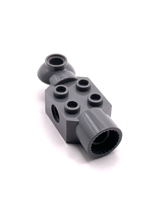Technic, Brick Modified 2 x 2 with Pin Hole, Rotation Joint Ball Half Horizontal, and Rotation Joint Socket, Part# 47452 Part LEGO® Dark Bluish Gray