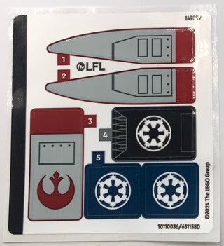 Sticker Sheet for Set Imperial Dropship vs. Rebel Scout Speeder, 40755 - (10110036/6511580), Part# 40755stk01 Part LEGO® Complete