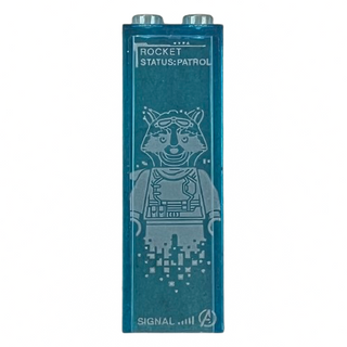Brick 1 x 2 x 5 with Silver Avengers Logo and Rocket Raccoon Minifigure Pattern (Sticker), Part# 2454pb291 Part LEGO®