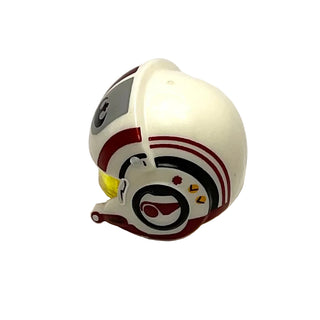 Minifigure, Headgear Helmet SW Rebel Pilot Raised Front and Microphone with Trans-Yellow Visor with Dark Red Stripes and Black Rebel Alliance Symbol Pattern, Part# 21566c01pb02 Part LEGO®