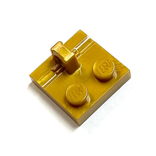 Hinge Plate 2 x 2 Locking with 1 Finger on Top, Part# 92582 Part LEGO® Pearl Gold