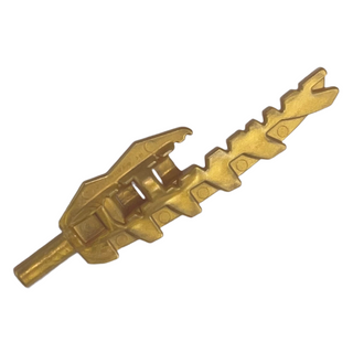 Minifigure, Weapon Sword, Serrated with Bar Holder (Vengious), Part# 11107 Part LEGO® Pearl Gold