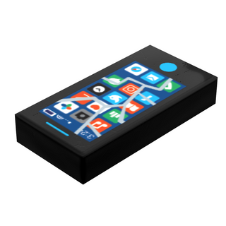 Mobile Phone (Cracked Screen) - B3 Customs® Printed 1x2 Tile Custom Parts B3 Customs Black