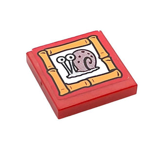 Tile 2x2 with Snail 'Gary' Portrait on Red Background (Sticker), Part# 3068pb0463 Part LEGO® Very Good