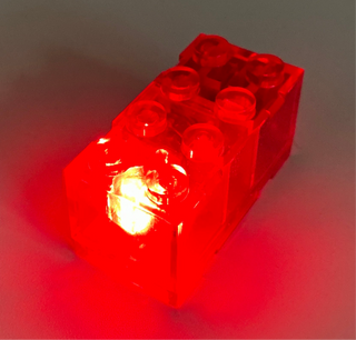 Light-Up 2x4 Brick, Battery Operated, CB2x4 & LB2x4 Custom Parts United Brick Co® Red
