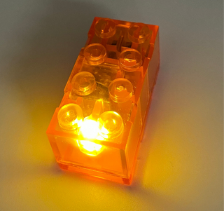 Light-Up 2x4 Brick, Battery Operated, CB2x4 & LB2x4 Custom Parts United Brick Co® Orange