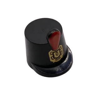 Minifigure, Headgear Hat, Imperial Guard Shako with Red Plume and Gold Emblem Pattern, Part# 2545pb01 Part LEGO® Black Very Good