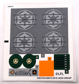 Sticker Sheet for Set Kanan's Speeder Bike, 75141-1 - (25937/6143893), Part# 75141stk01 Part LEGO® Complete