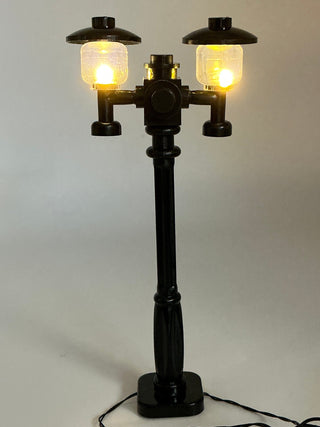 Light-Up Black Double Lamp Post, DIY System, Reconnectable, ACCDH-LA Light up kit United Brick Co® Amber Light