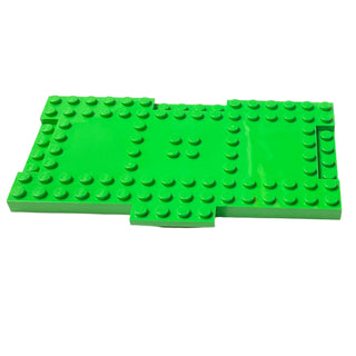 Brick, Modified 8x16x2/3 with 1x4 Indentations and 1x4 Plate, Part# 18922 Part LEGO® Bright Green