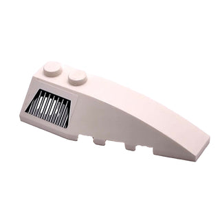 Wedge 6 x 2 Right with Black, White and Light Bluish Gray Trapezoid Air Vent on White Background Pattern (Sticker), Part# 41747pb078 Part LEGO® White
