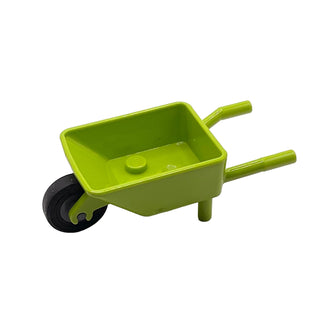 Minifigure Utensil, Wheelbarrow with Dark Bluish Gray Wheel with Molded Black Tire Pattern, Part# 98288c02