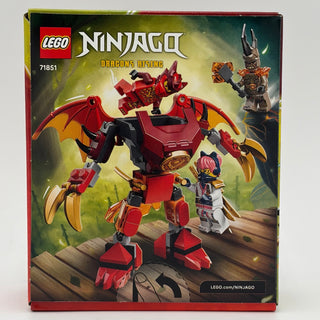 LEGO Ninjago set 71851 box featuring red dragon mech with articulated wings and minifigures.