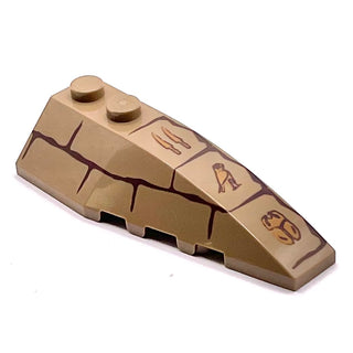 Wedge 6 x 2 Right with Bricks and Hieroglyphs Pattern, Part# 41747pb038 Part LEGO® Dark Tan