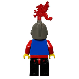 Castle- Silver Breastplate, Dark Gray Grille Helmet with Red Plume Dragon, cas179 Minifigure LEGO®