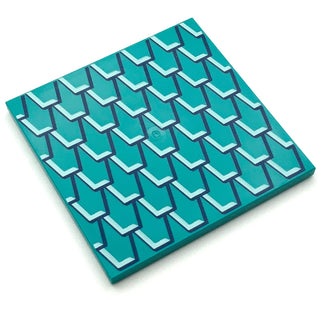 Tile 6x6 with Bottom Tubes with Black and White Roof Shingle Pattern, Part# 10202pb010 Part LEGO® Dark Turquoise  