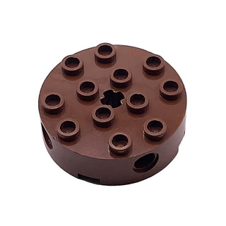 Brick Round 4x4 with 4 Side Pin Holes and Center Axle Holes, Part# 6222 Part LEGO® Brown