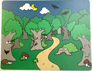 Plastic Backdrop Scene with Castle in Forest / Forest at Night Pattern, Part# multipls12