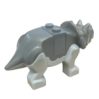 Dinosaur Triceratops Baby with Dark Bluish Gray Top with Flat Silver Horns and Beak Pattern with Brick and Plate, tricera10 LEGO® Animals LEGO®