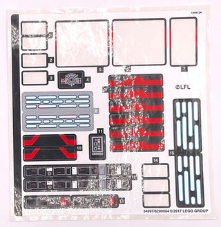 Sticker Sheet for Set First Order Star Destroyer, 75190 - (34997/6200004), Part# 75190stk01 Part LEGO® Missing 10 Stickers