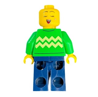 Holiday Shopper - Female, Bright Green Sweater with Bright Light Yellow Zigzag Lines, Dark Blue Legs, Dark Red Beanie with Black Hair, hol286 Minifigure LEGO®