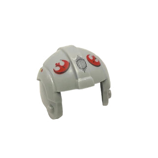 Minifigure, Headgear Helmet SW Rebel Pilot with Red Rebel Alliance Symbol Pattern, Part# x164pb09 Part LEGO® Light Bluish Gray Very Good