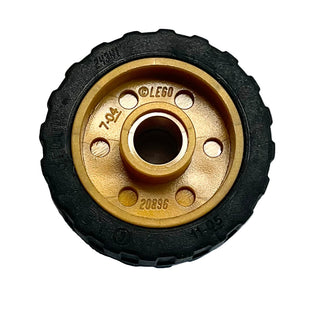 Wheel 18mm D. x 14mm with Pin Hole, Fake Bolts and Shallow Spokes with Black Tire 24 x 14 Shallow Tread, Band Around Center of Tread (55981 / 89201), Part# 55981c06 Part LEGO®