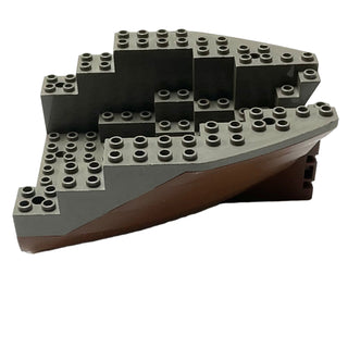 Boat, Hull Small Stern 14 x 12 x 5 1/3 with Dark Gray Top (6052/6053), Part# 6052c05 Part LEGO® Brown Very Good