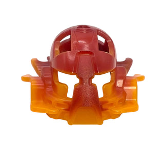 Bionicle Mask Raanu in transparent orange and red with marbled pattern and side extensions.