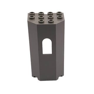 Panel 3x4x6 Turret Wall with Window, Part #30246 Part LEGO® Dark Gray Very Good