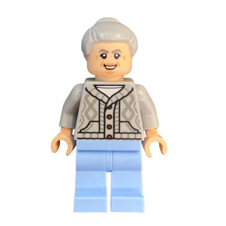 Aunt May - Light Bluish Gray Cardigan Sweater, Bright Light Blue Legs, sh1058 Minifigure LEGO®