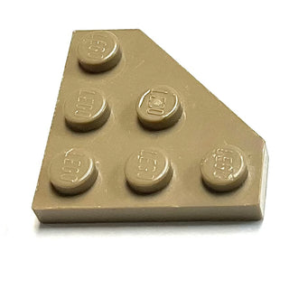 Wedge, Plate 3 x 3 Cut Corner, Part# 2450 Part LEGO® Dark Tan