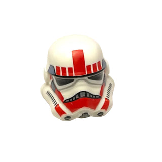 Minifigure, Headgear Helmet SW Stormtrooper, 2 Chin Holes, Red and Sand Blue Pattern (Imperial Shock Trooper), Part# 30408pb12 Part LEGO® White Very Good